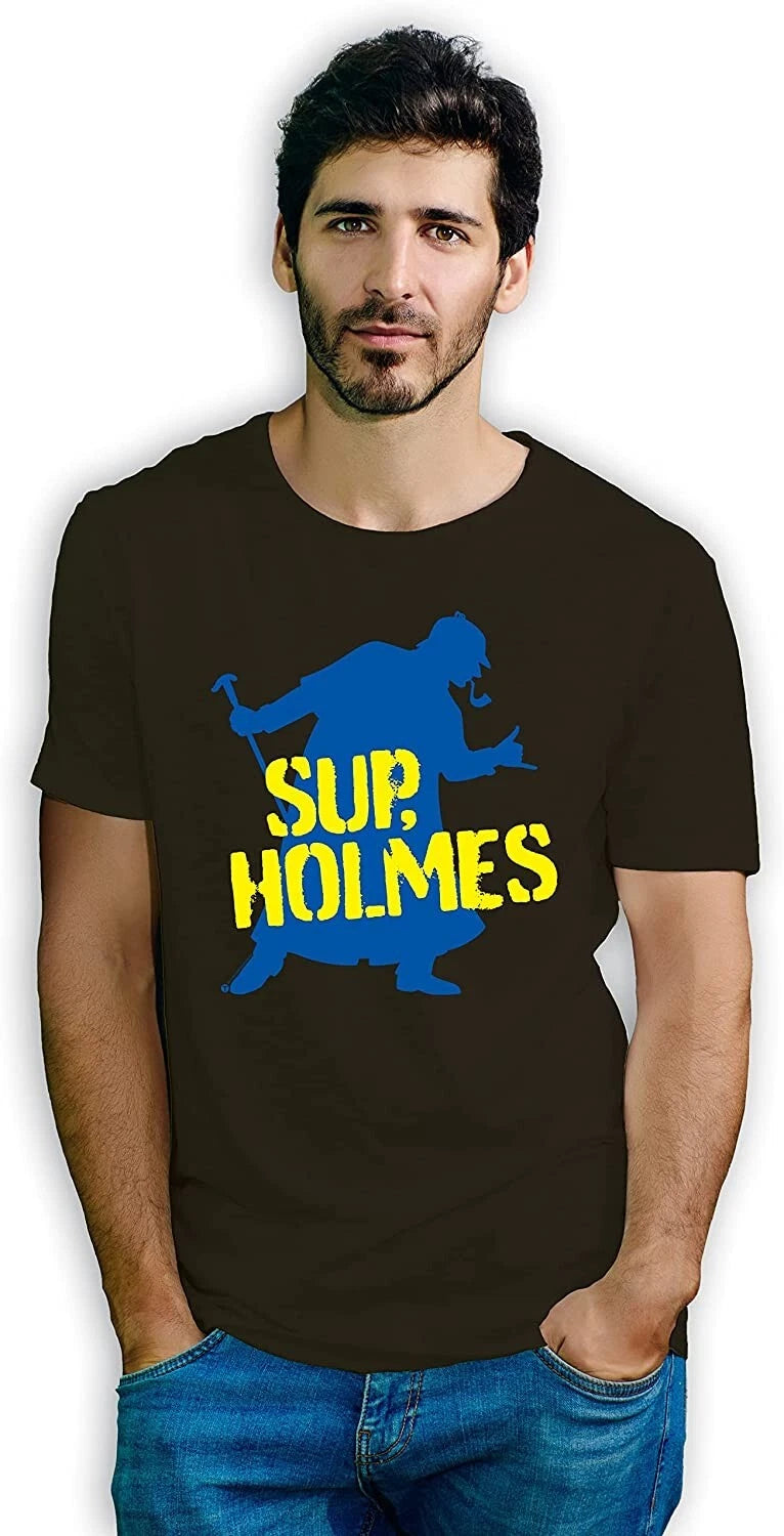 2XL SHERLOCK HOLMES SHORT SLEEVE T SHIRT GRAPHIC TEE - DESIGNER BLACK