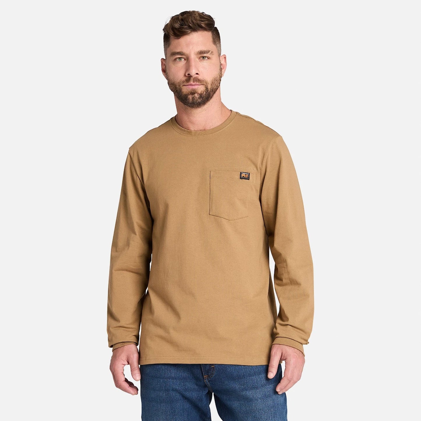 Timberland PRO Core T-Shirt Men's Brown 100% Cotton Long Sleeve Pullover JAX747