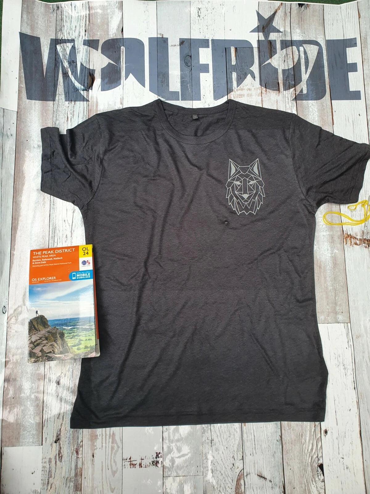 Mens eco bamboo down hill,mtb shirt, black or grey wolf print outdoor sports tee