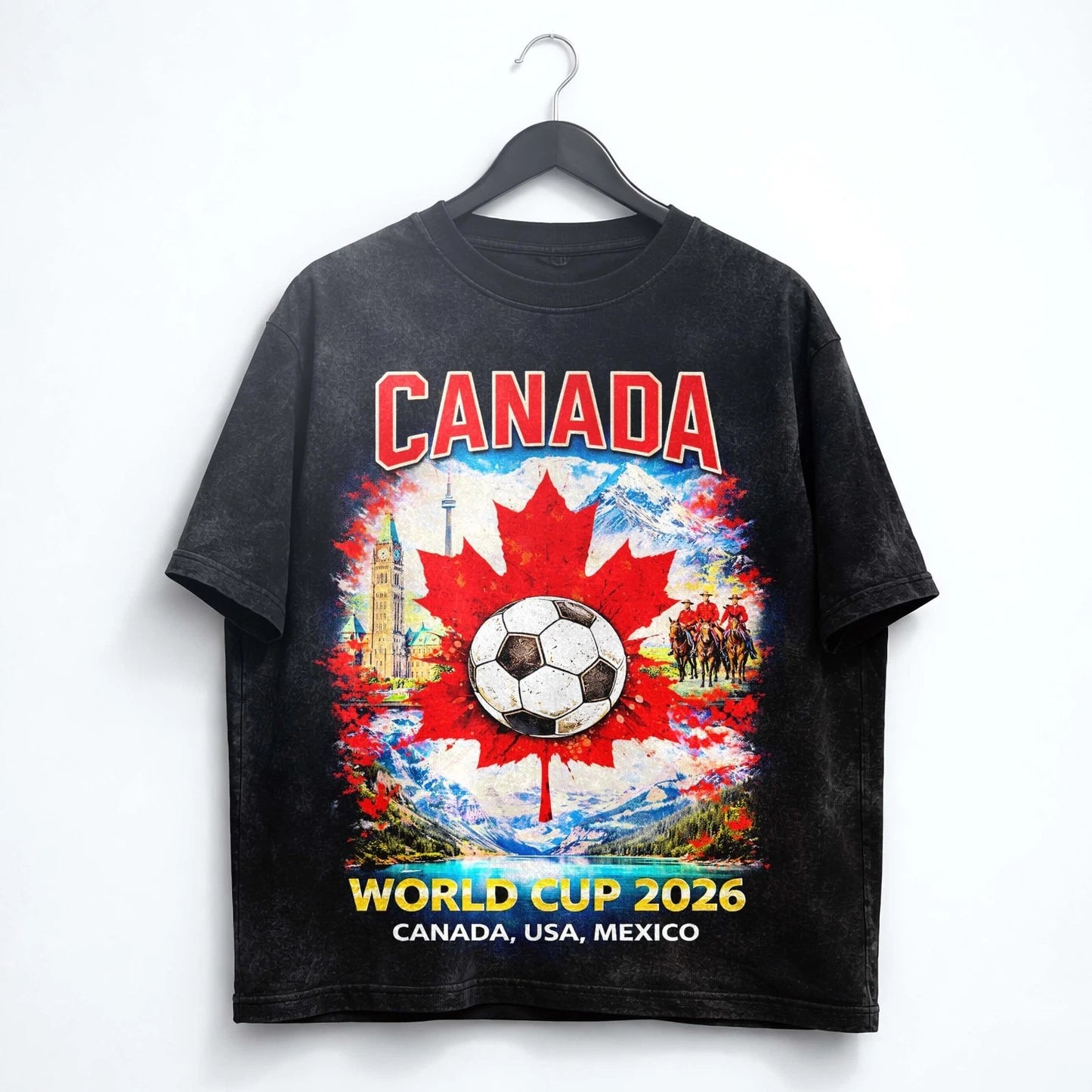 Canada World Cup 2026 Washed T-Shirt Maple Leaf Soccer Fan Tee Gift