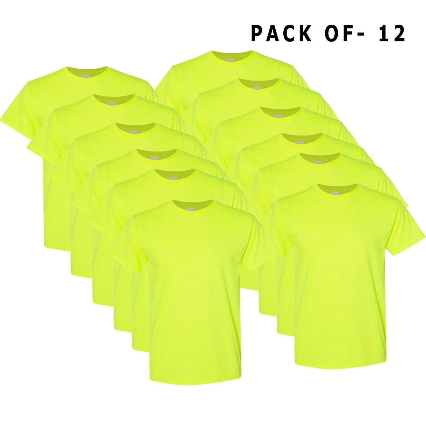 Hi Vis T-Shirt Work Safety Green GILDAN Short-Sleeve 12 Pack Safety Shirts