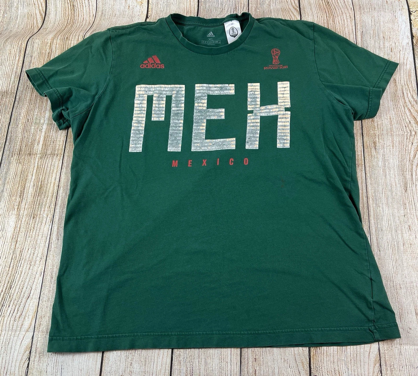Adidas World Cup Soccer FIFA Russia 2018 Mexico Green T Shirt Size XL