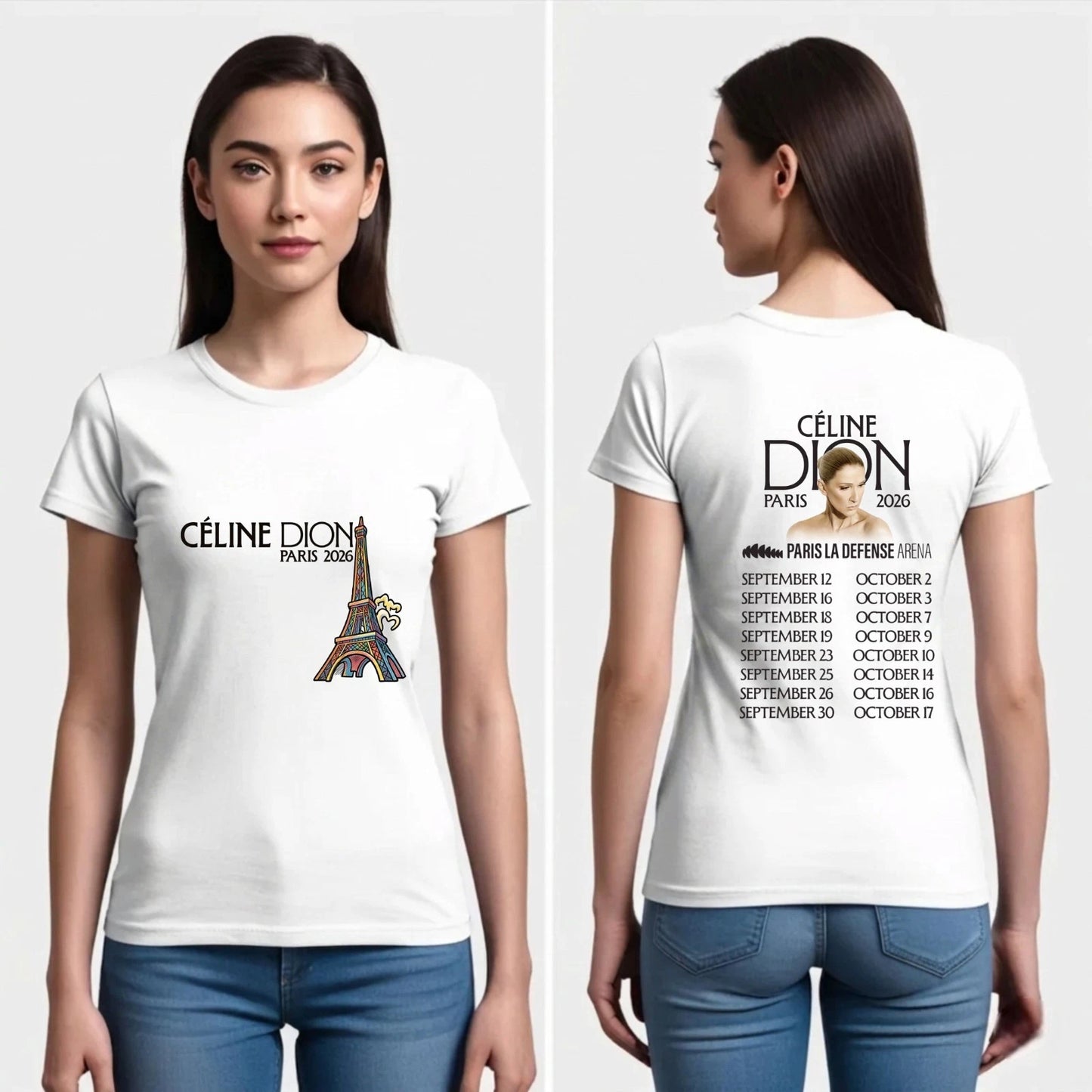 Celine Dion Paris 2026 Music T-Shirt - Paris Tour Dates Pop Icon Fan Gift Tee