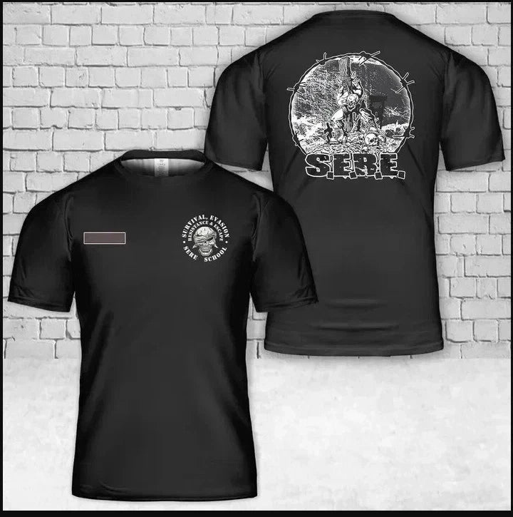 Custom Name SERE School Survival Evasion Resistance Escape Army AOP 3D T-Shirt