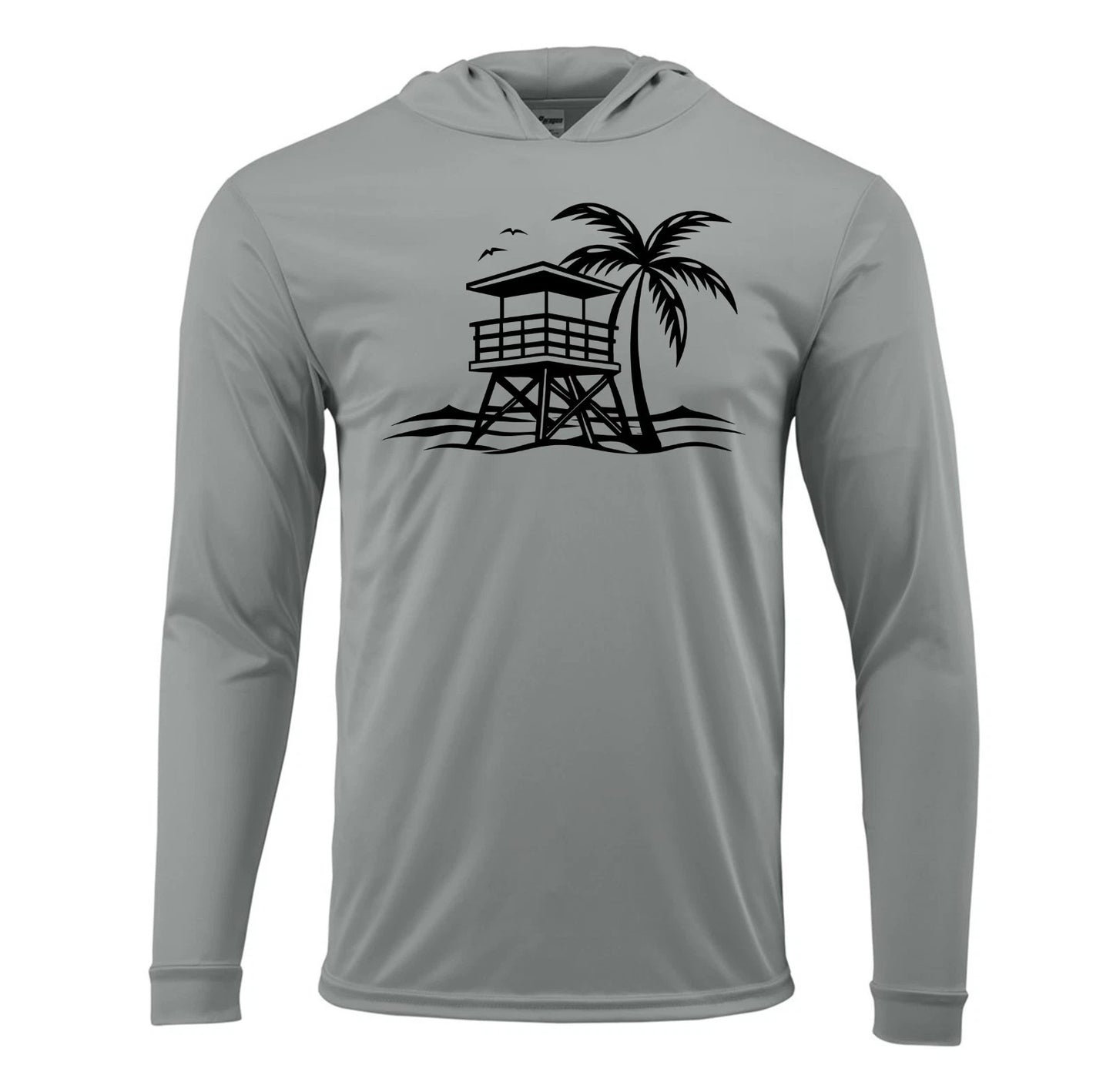 Beach Life Lifeguard Sun UV Protected UPF 50 Long Sleeve Hood Beach Fishing