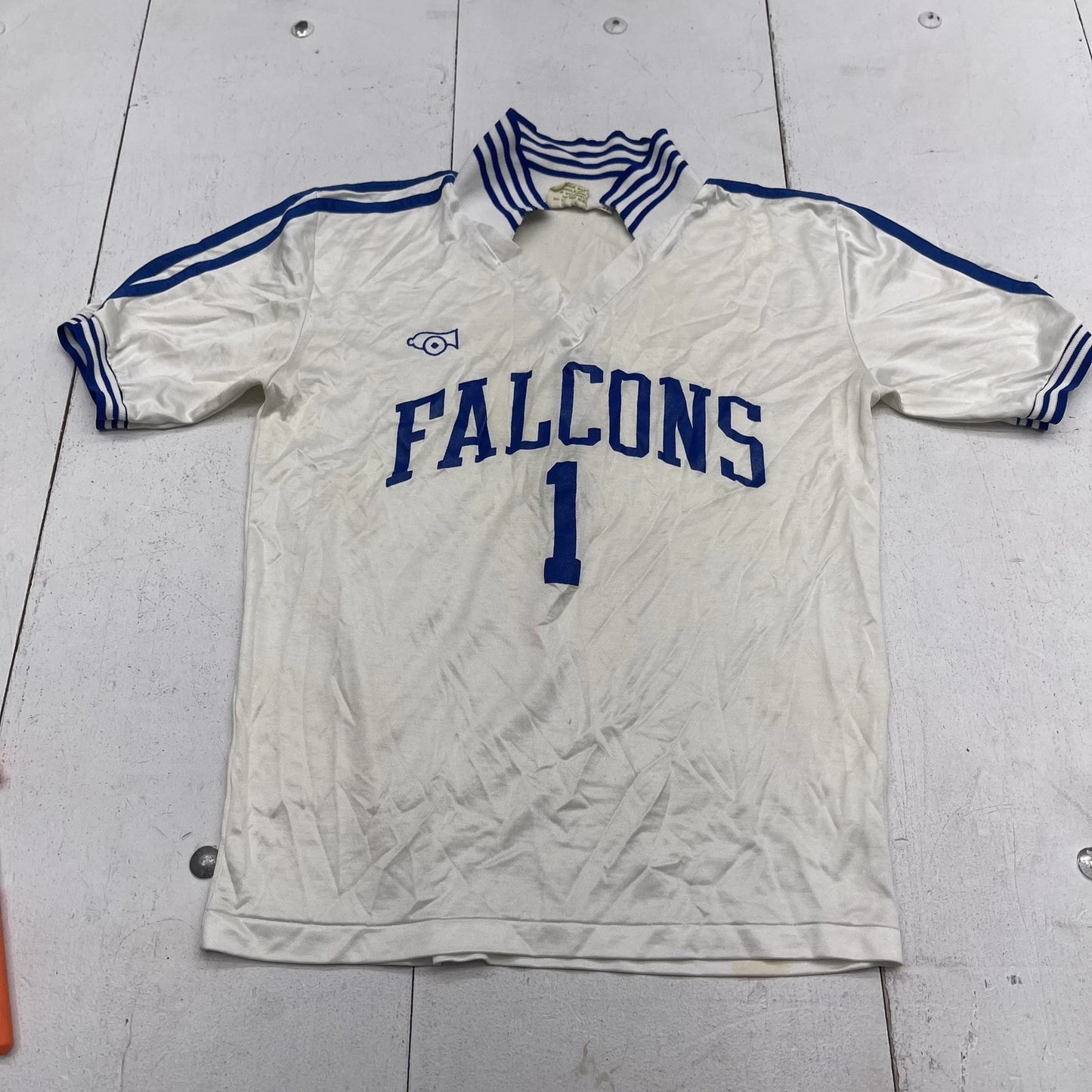 Vintage Falcons Soccer Jersey Shirt Mens Medium White Blue Cannon 1 USA 80s