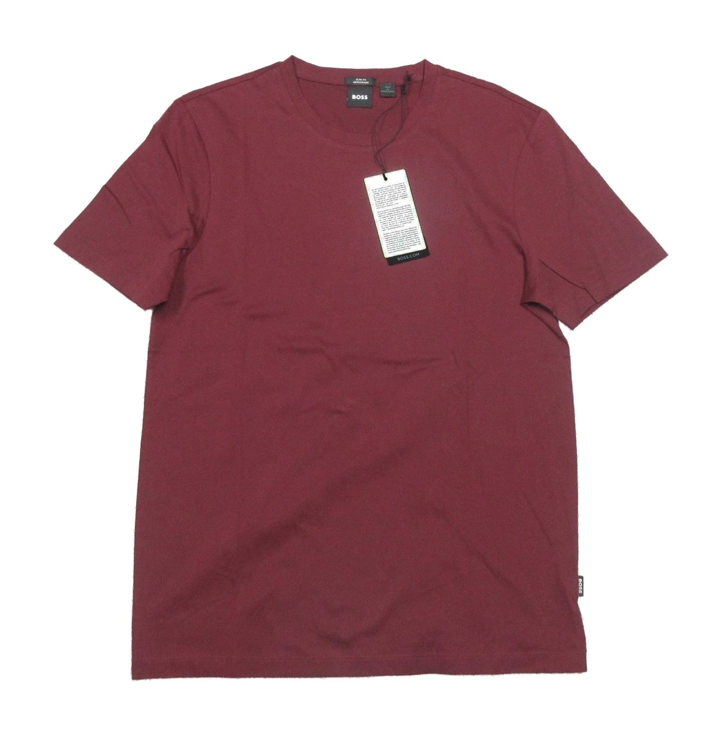Boss Hugo Boss Men's Red Burgundy Tessler 150 Crew Slim Fit Mercerised T-Shirt