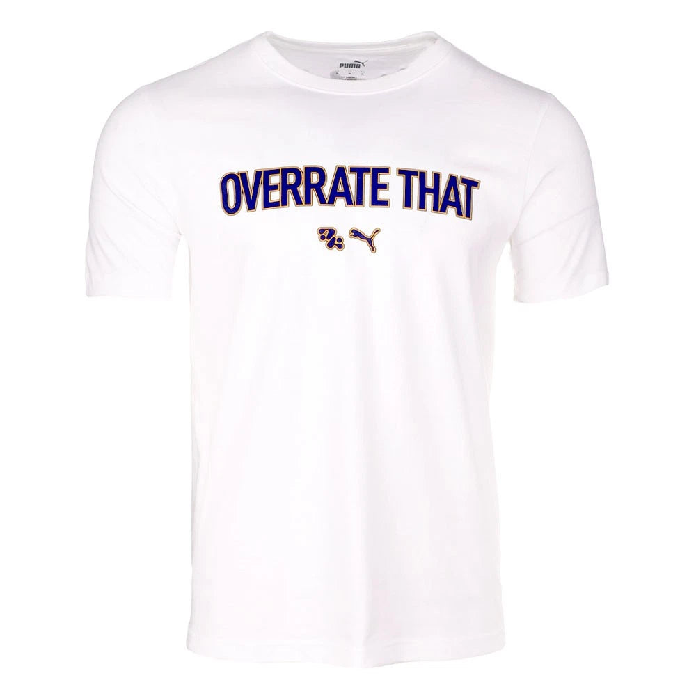 PUMA Overrate That Crew Neck Short Sleeve T-Shirt Mens White Casual Tops 6954750