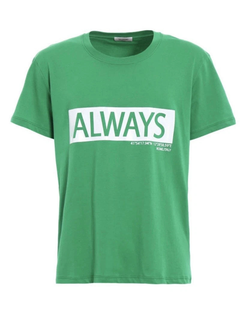 Valentino ALWAYS Logo GreenT-Shirt S Authentic Cleaned Mint Condition From Japan