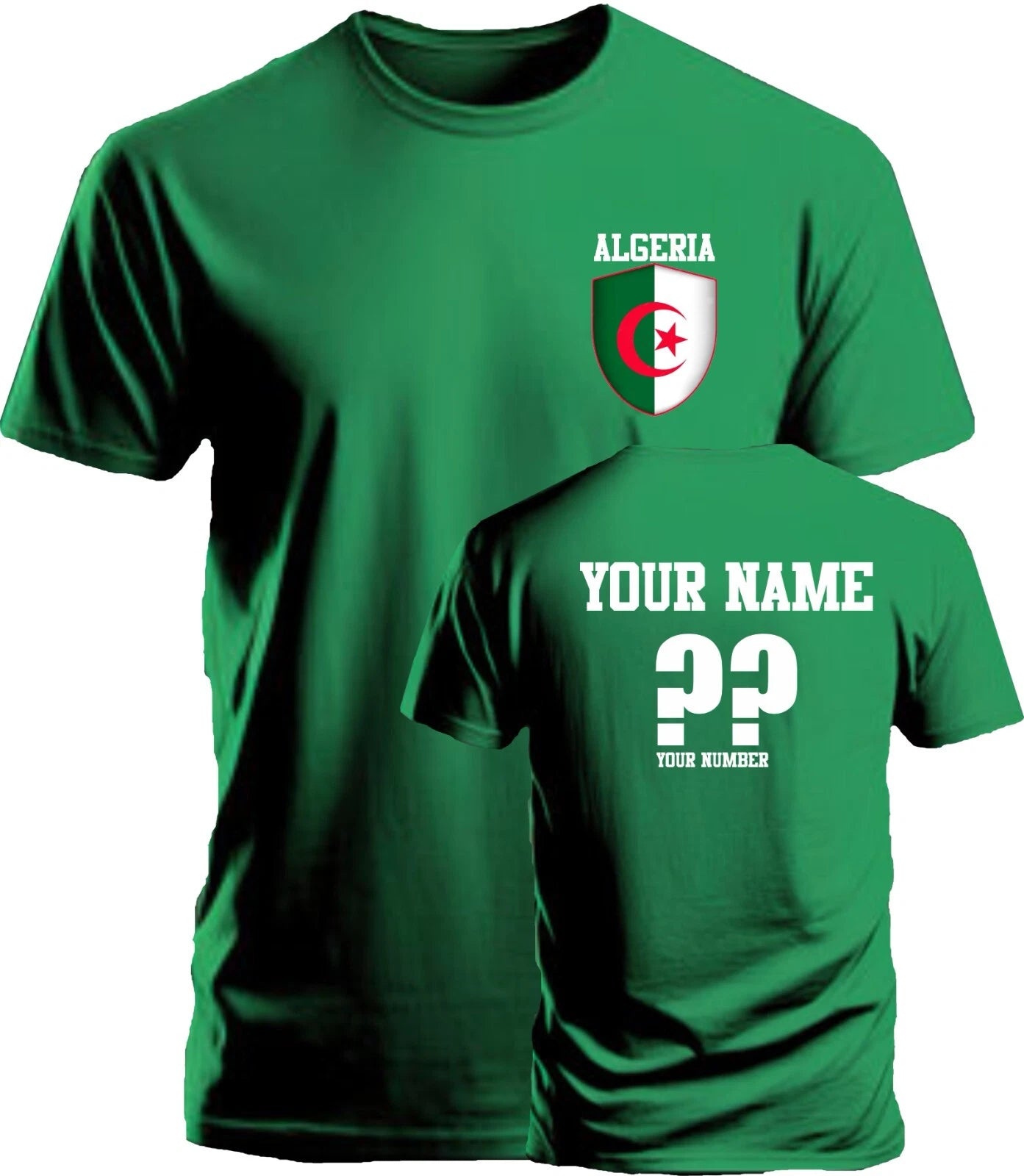 Personalise Algeria Football T-Shirt Soccer Fans Sports Costume Flag Badge Gift
