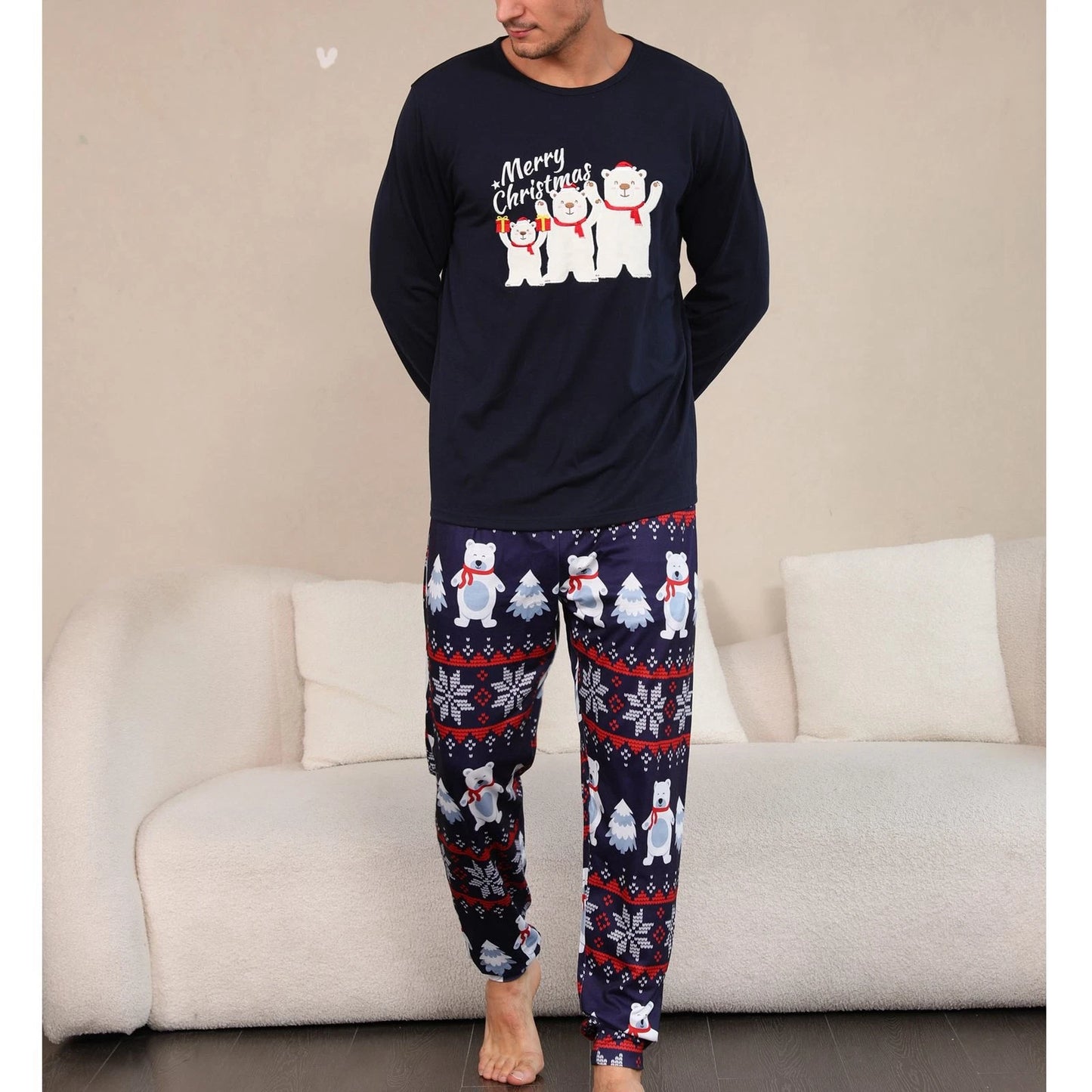 Christmas Couples Pajamas Set Stylish Loose Fitting Sleepwear For Home Trend
