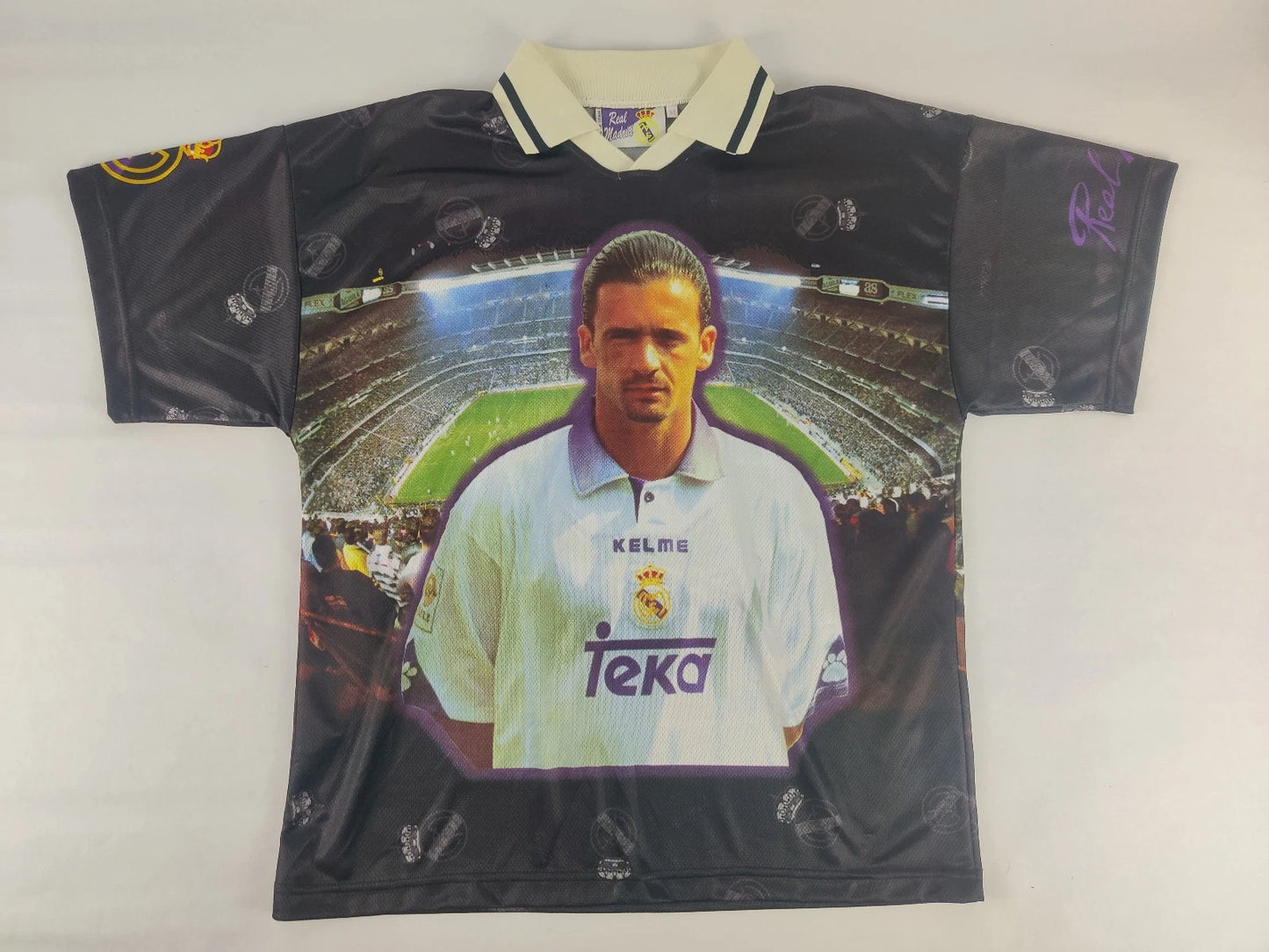 Vintage Pedja Mijatovic Mesh Polo Shirt Medium Real Madrid Soccer Graphic Print