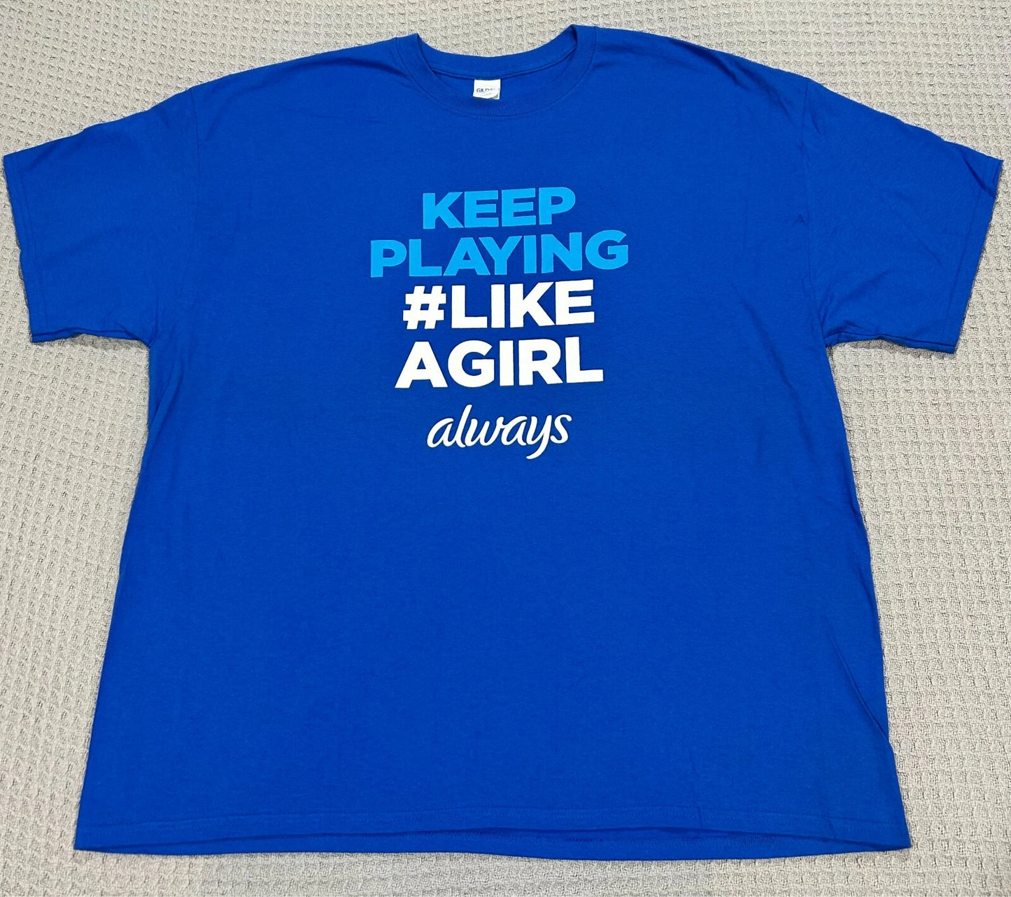 Alex Morgan Women's Soccer Always Keep Playing Like A Girl T-Shirt 2XL XXL Blue