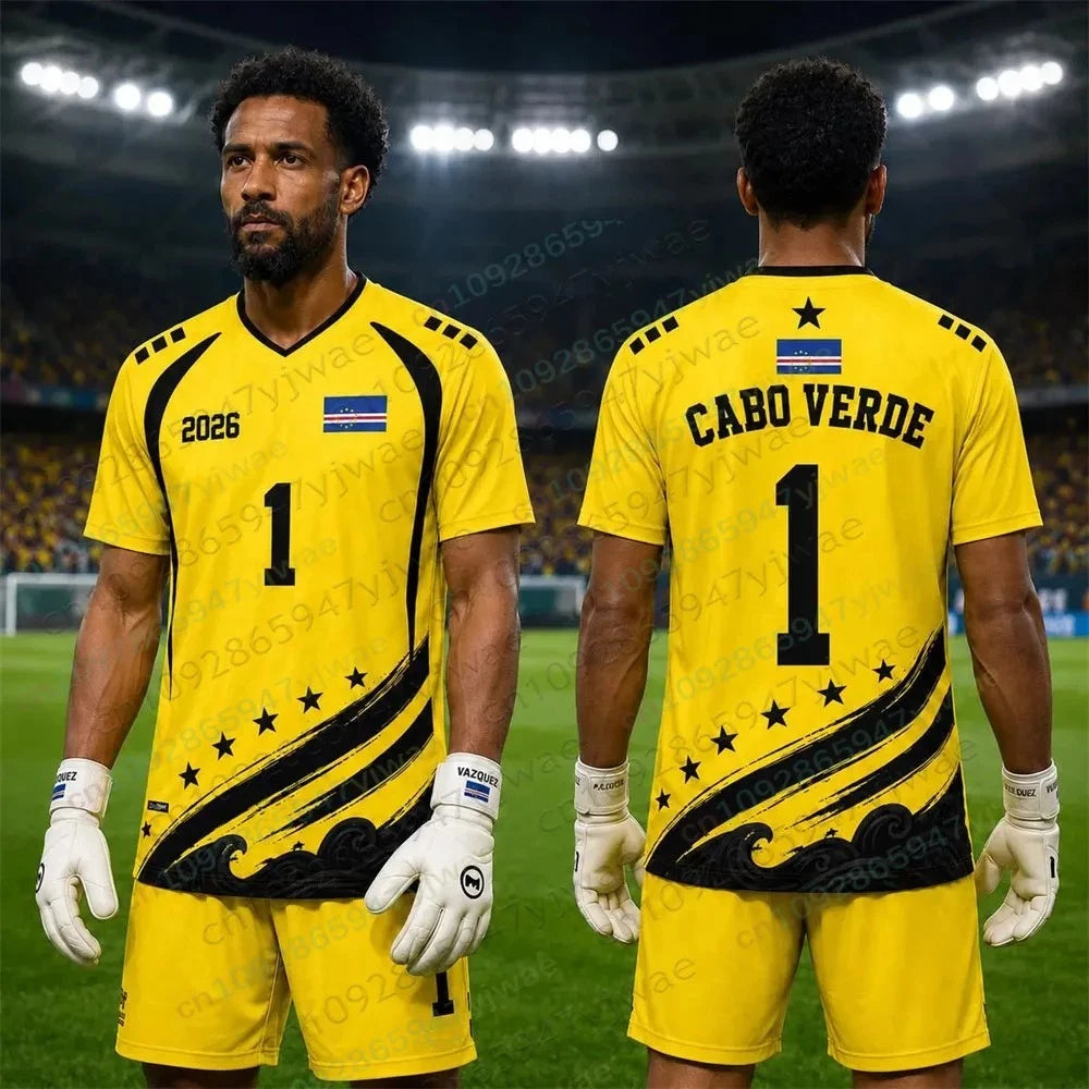 Cabo Verde Flag Football T-Shirt 2026 Breathable Polyester Quickdry