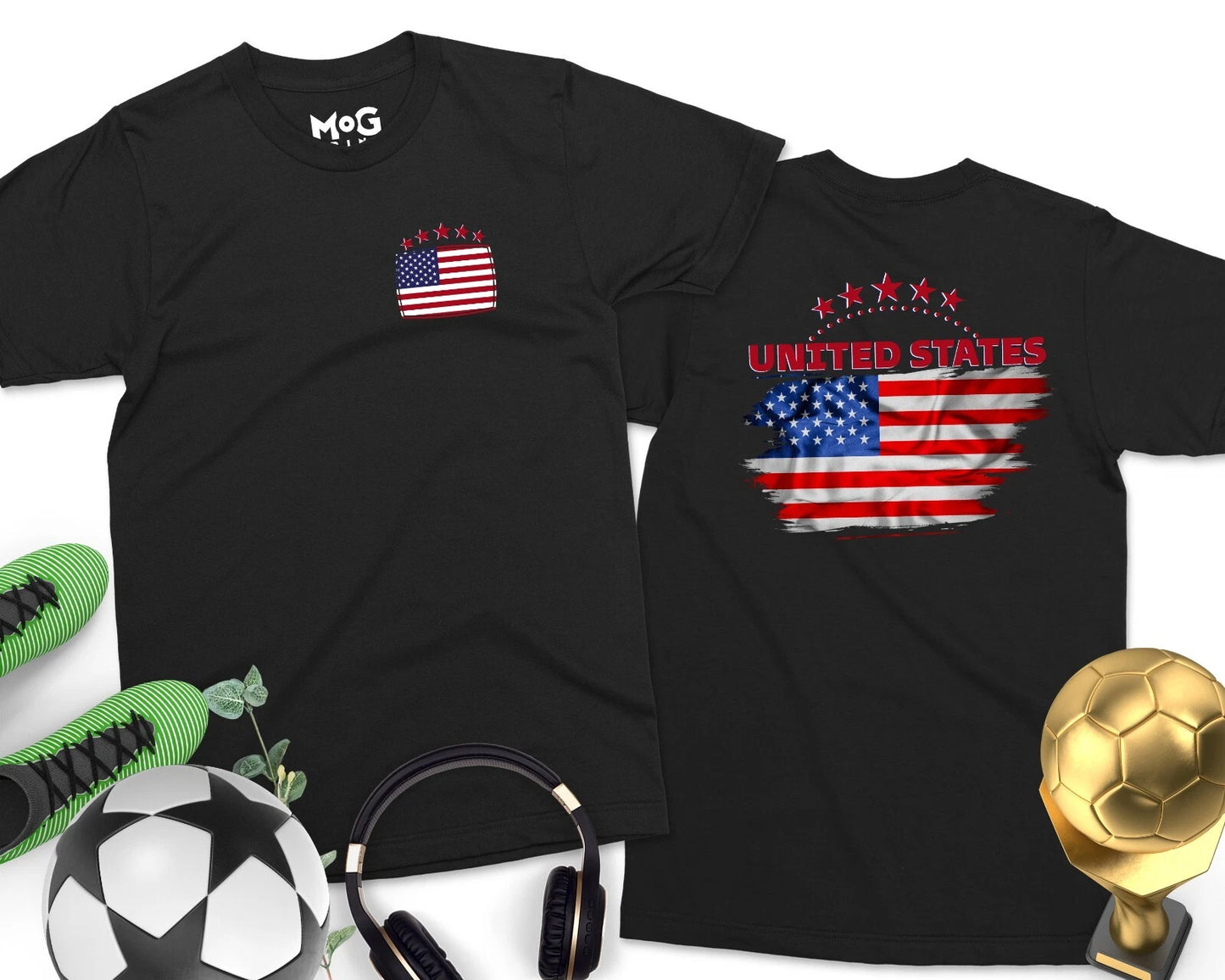 USA Flag T-Shirt American Soccer United States Stripes Patriotic & America Stars