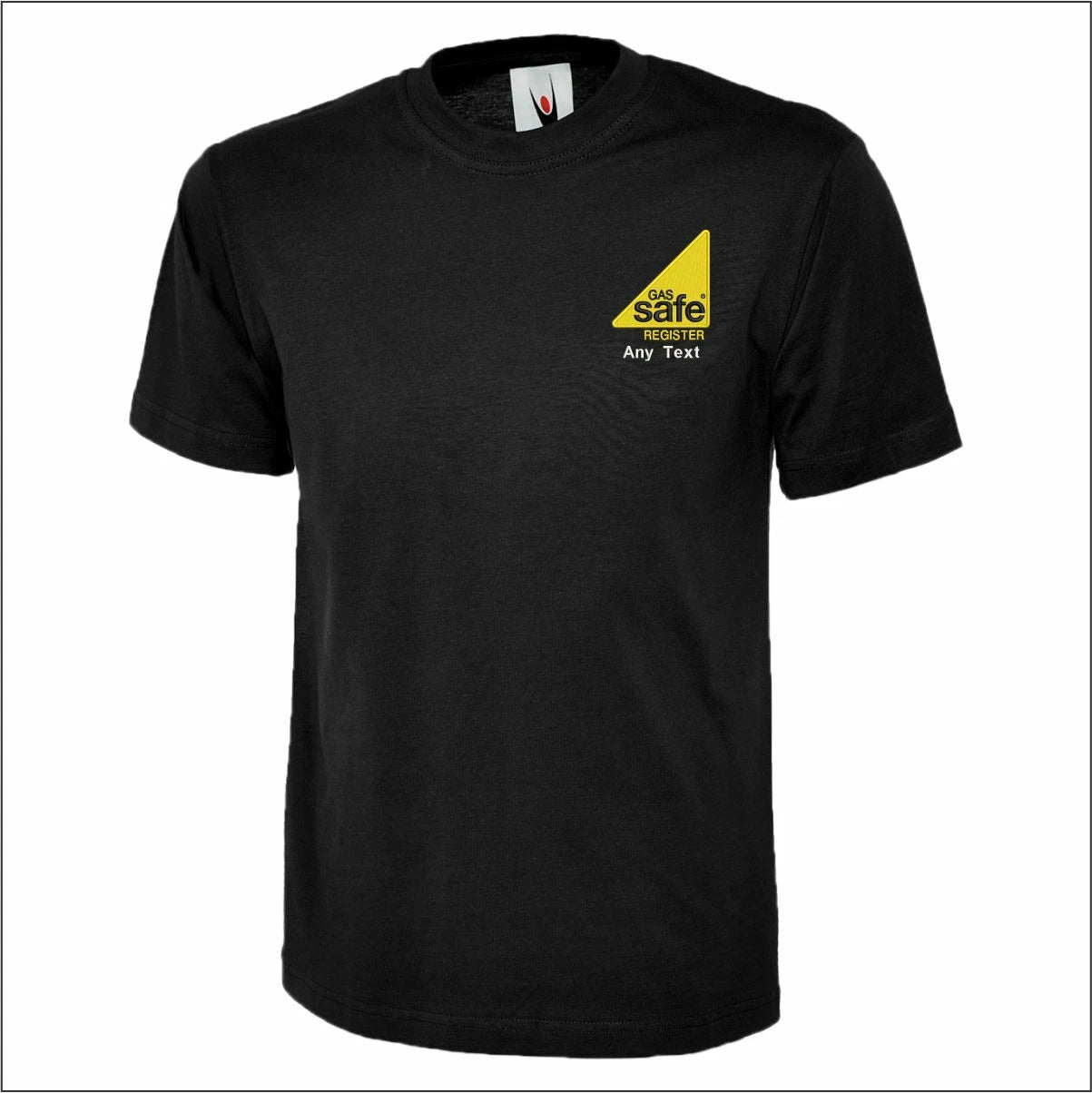 Personalised Embroidered Gas Safe Register Engineer T-Shirt Workwear Custom TOP