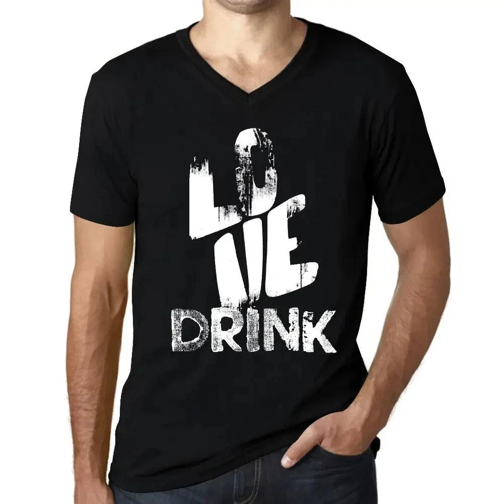 Men's Graphic T-Shirt V Neck Love Drink Eco-Friendly Limited Edition