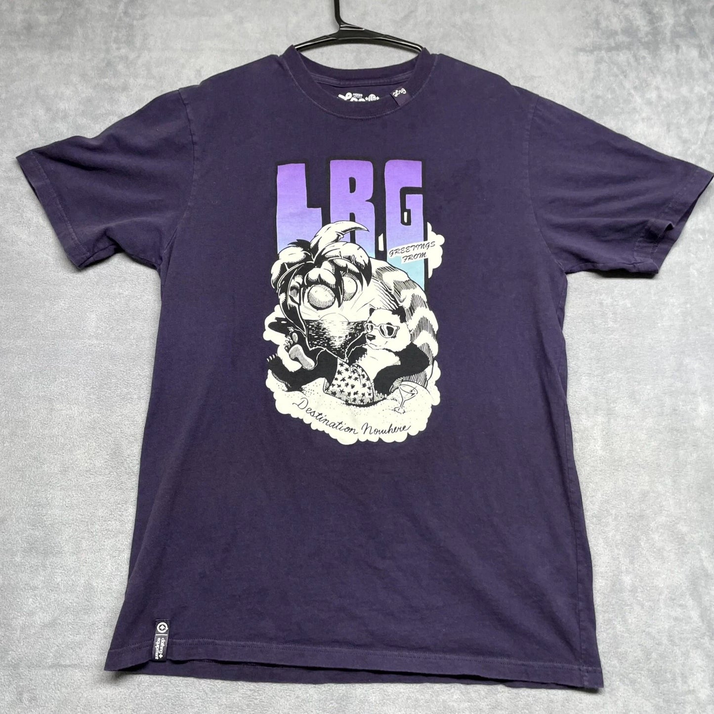LRG Y2K Lounging T-Shirt Men's Large Purple Graphic Print Cotton Short Sleeve