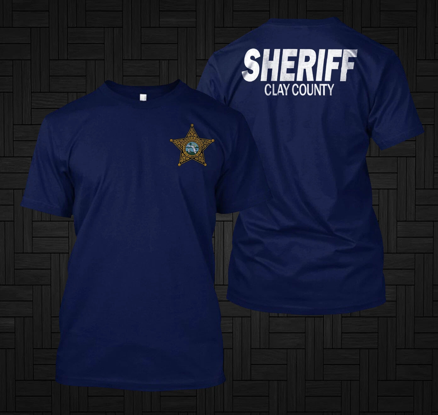 New POLICE County Sheriff Clay Florida - Custom front and back t-shirt tee