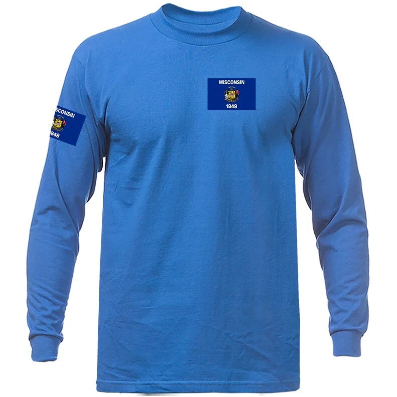 State of Wisconsin Flag Crest WI Graphic Long Sleeve