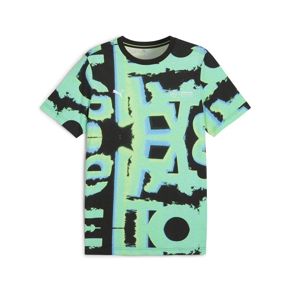 PUMA Mapf1 Neon Energy Graphic Crew Neck Short Sleeve T-Shirt Mens Green Casual