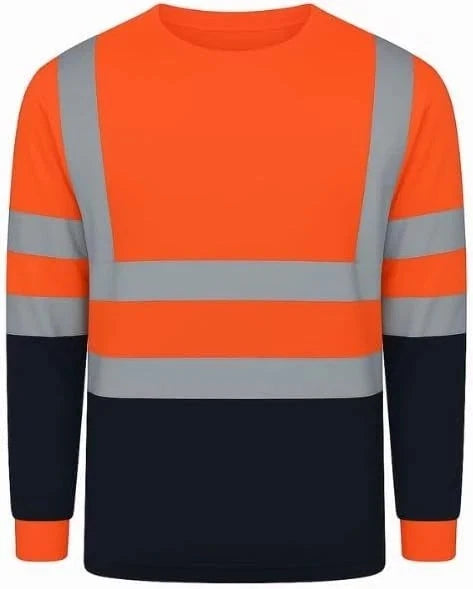 GM Workwear Hi Vis Long Sleeve T Shirt High Visibility Safety EN ISO 20471 PPE