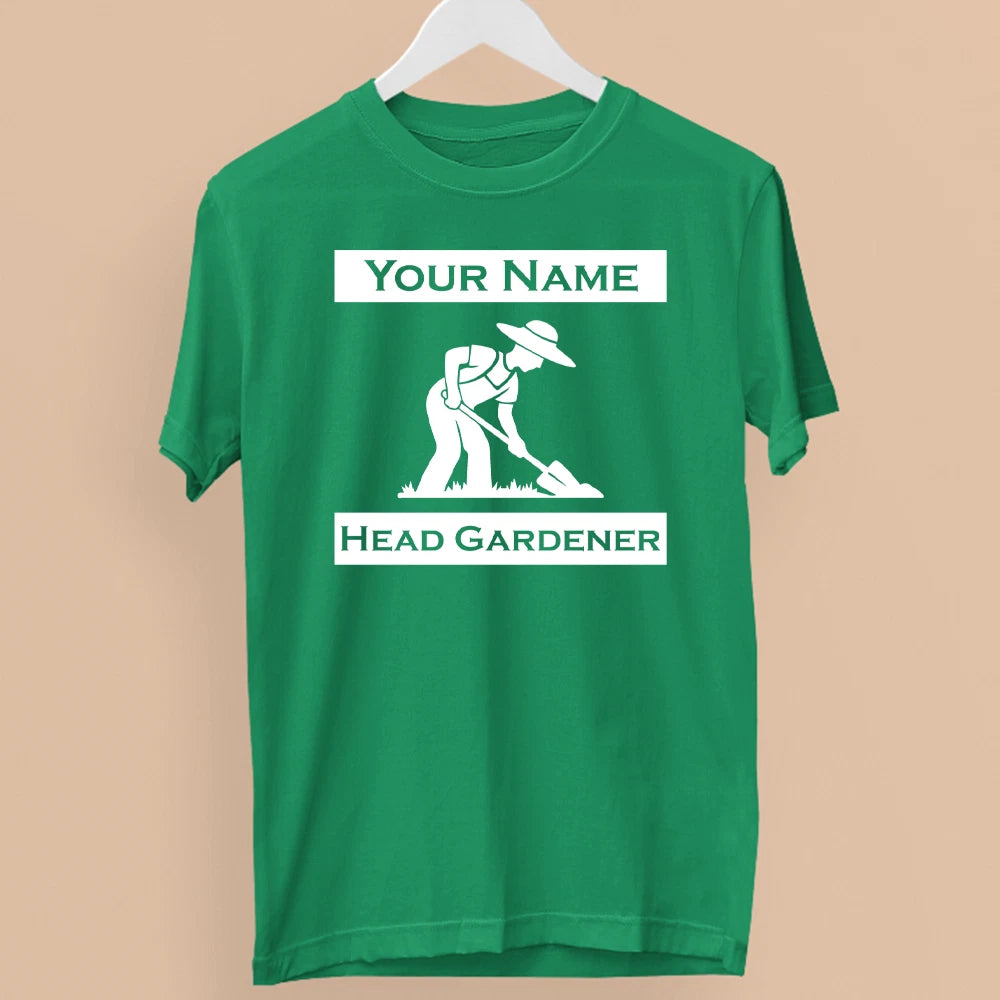 Personalised Custom Name Head Gardener T-Shirt Gardening Plant Garden Lover Gift