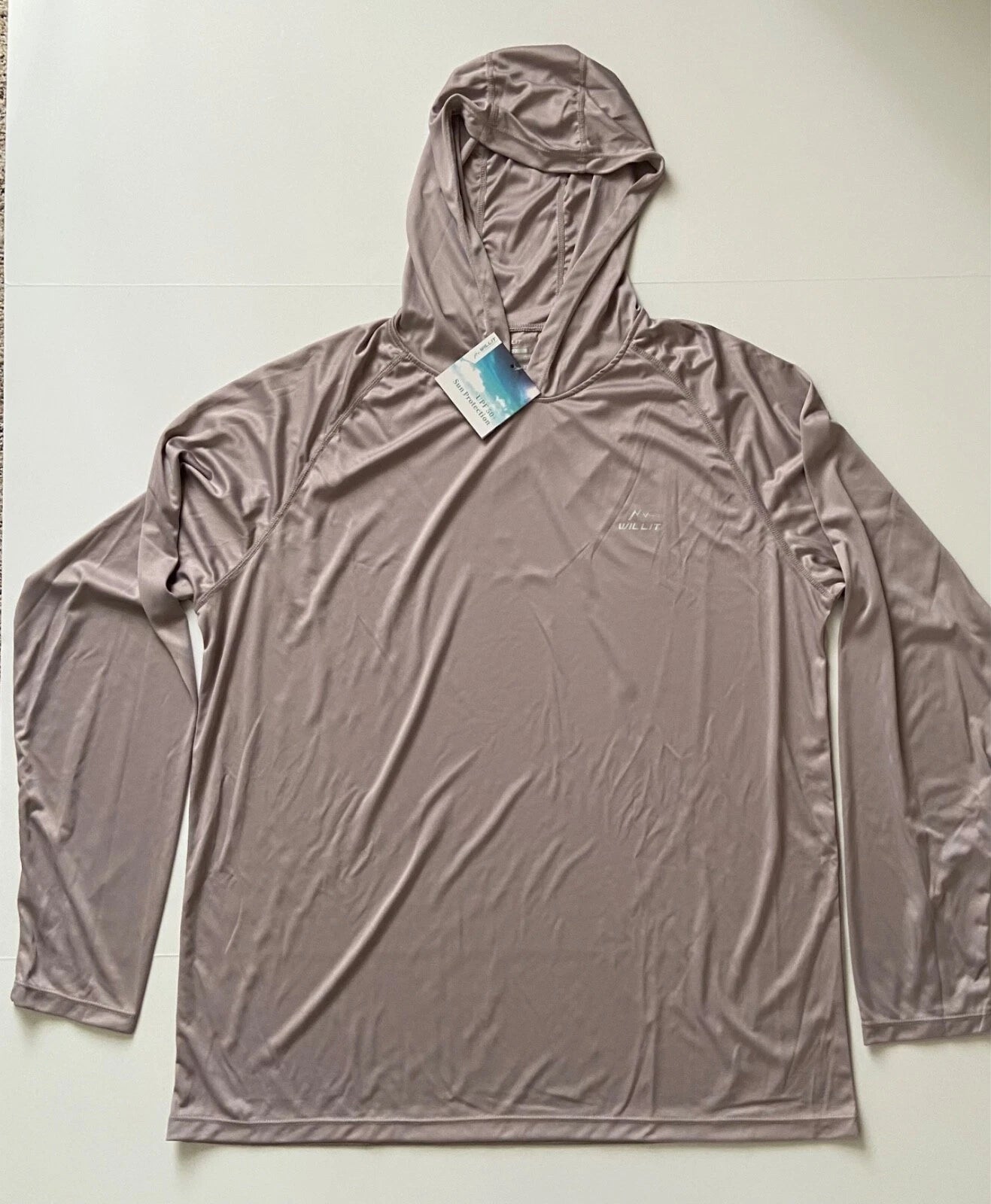NEW Willit Men's UPF 50+ Sun Protection Hoodie Shirt Long Sleeve Gray 2XL XL