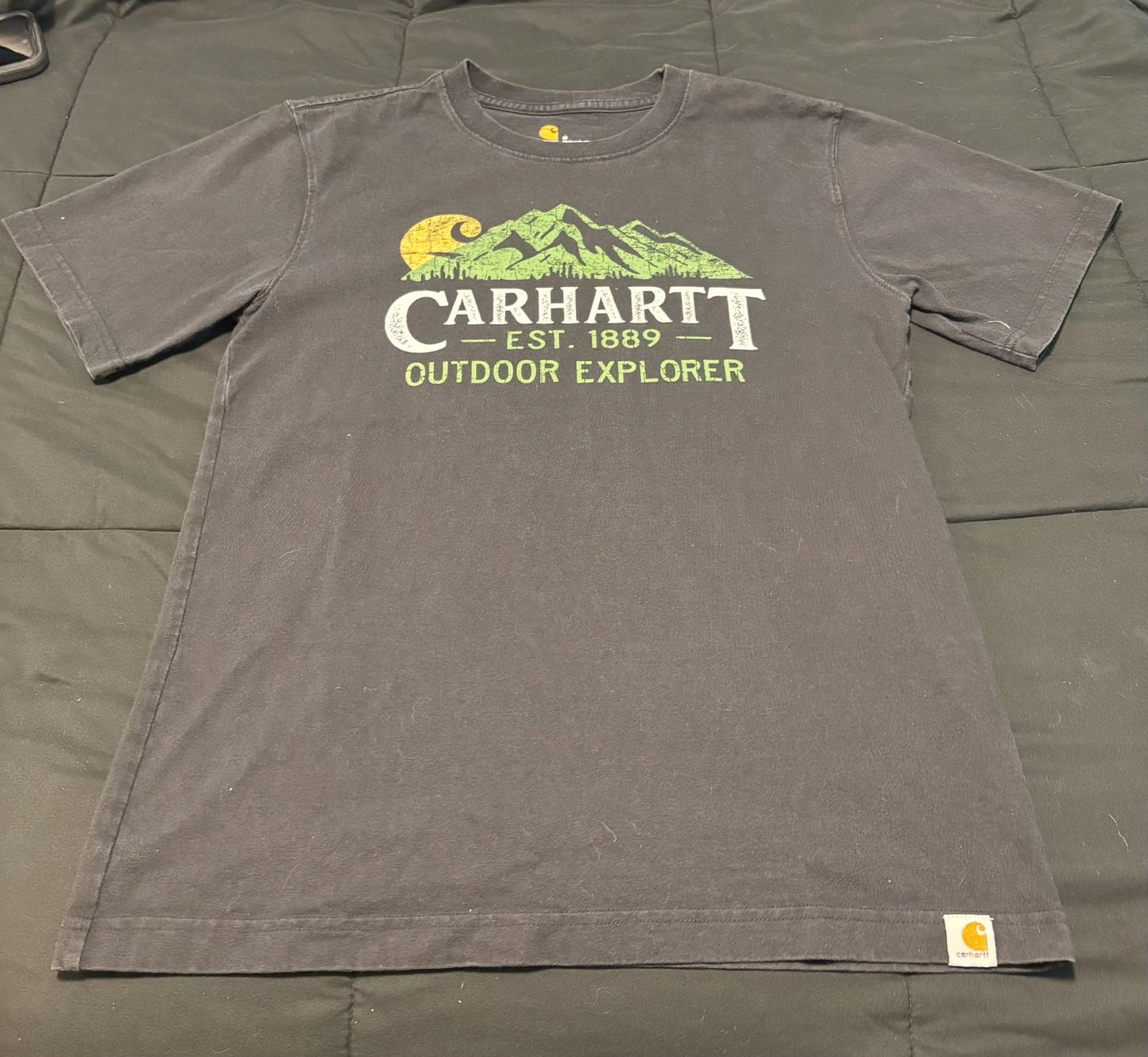 Carhartt Mens Small Relaxed Fit T-Shirt Dark Gray Outdoor Explorer Est 1889