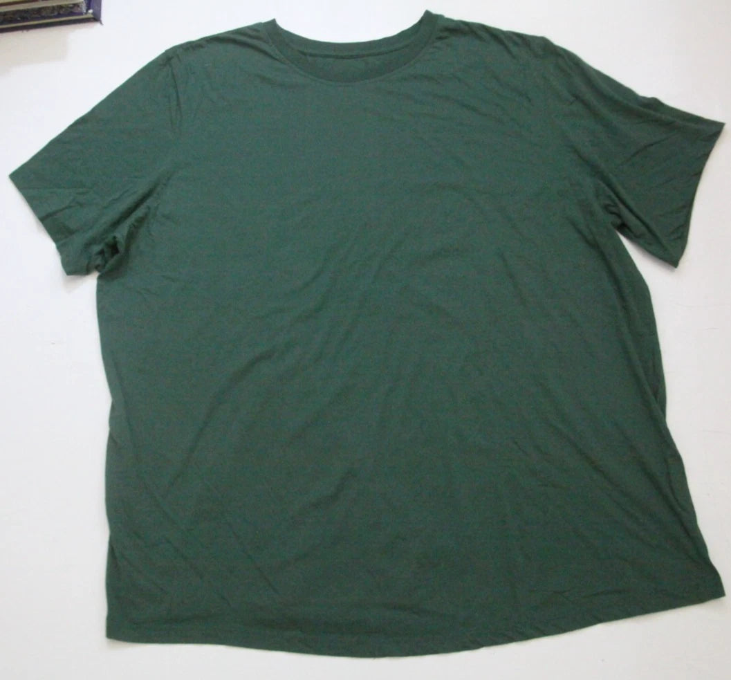 4XL King Size Green Cotton Polyester Crewneck Men's Solid Tee T-Shirt Top WS173