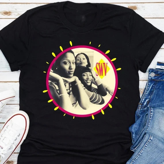 SWV Black Short Sleeve T-Shirt Band R&B Girl Group Graphic Tee Unisex S-5XL