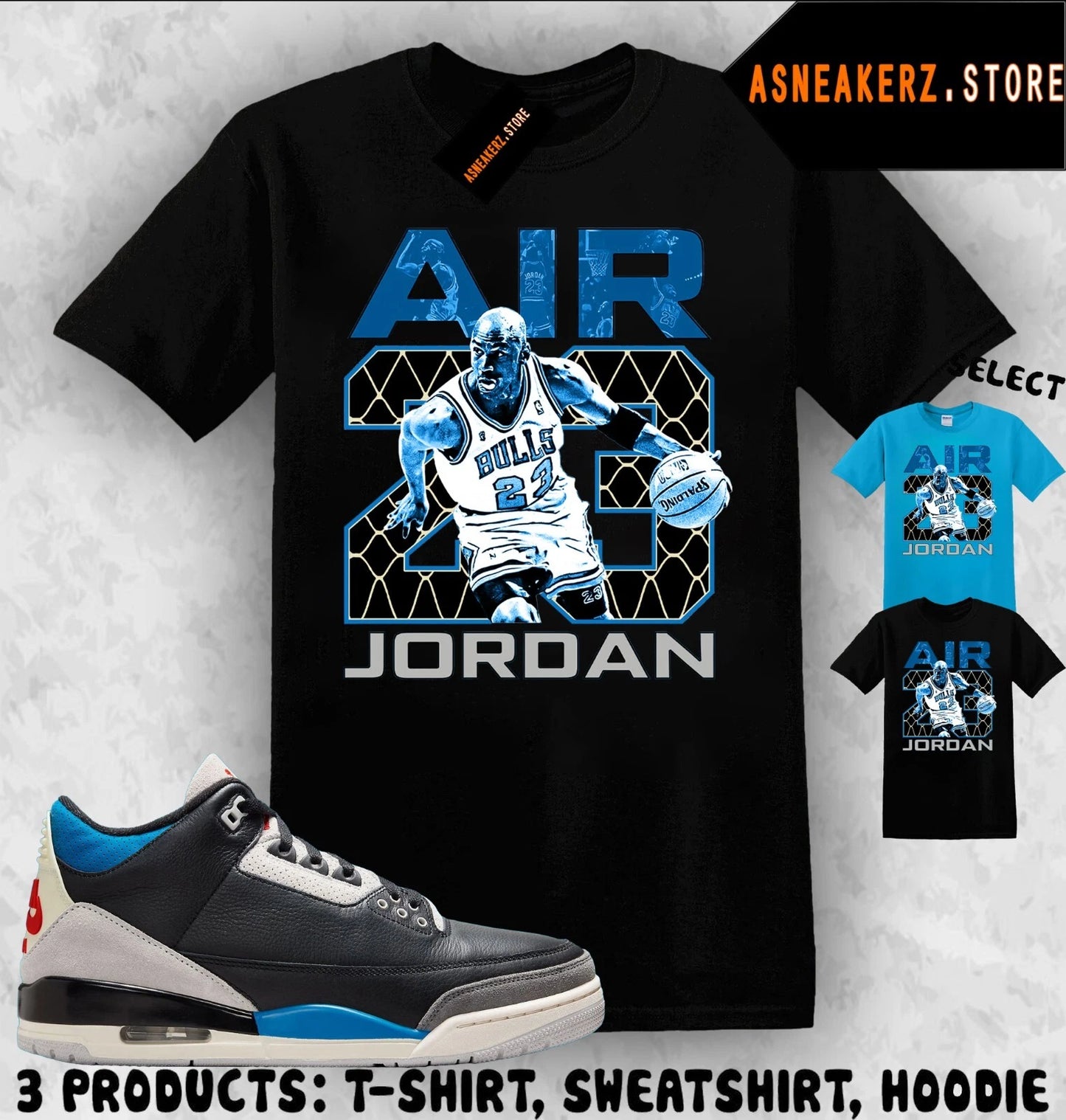 Tee Shirt Matching AJ 3 OG Rare Air 2025 Match Sneaker Vintage Air MJ 23 T-Shirt
