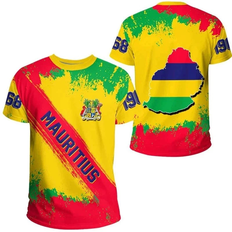 Mauritius Flag Football T-Shirts 3D Print Polyester T-Shirts Unisex