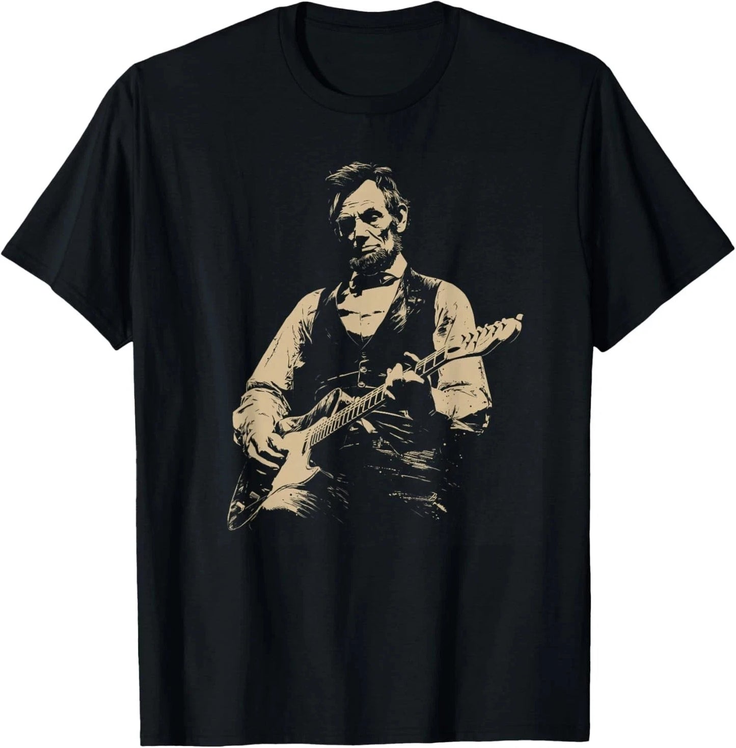 Abraham Lincoln-Abe-Lincoln Playing Guitar Retro Vintage Unisex T-Shirt