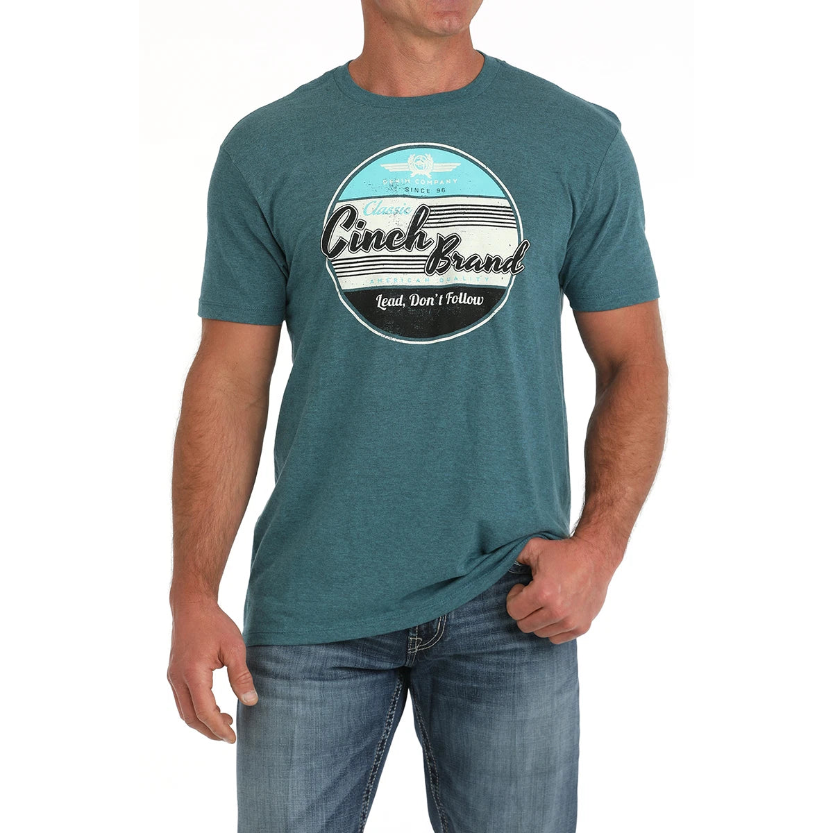 Cinch Men's Blue Heather Circle Logo Graphic T-Shirt MTT1690668