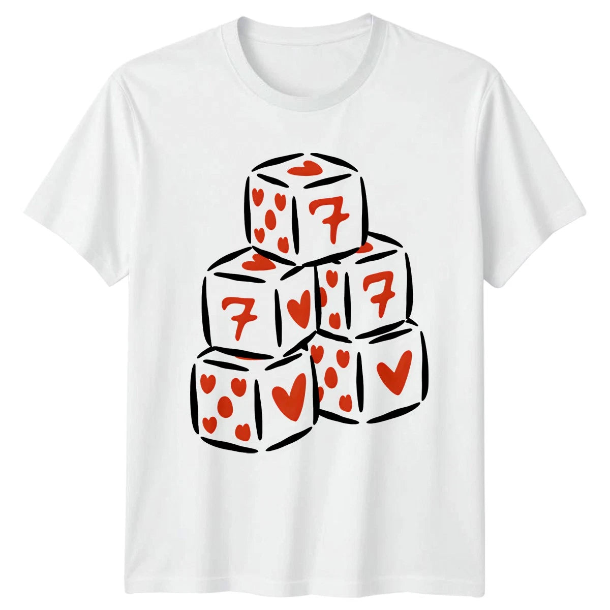 Lucky 7 Dice Hearts T-Shirt Dice Games Gambling