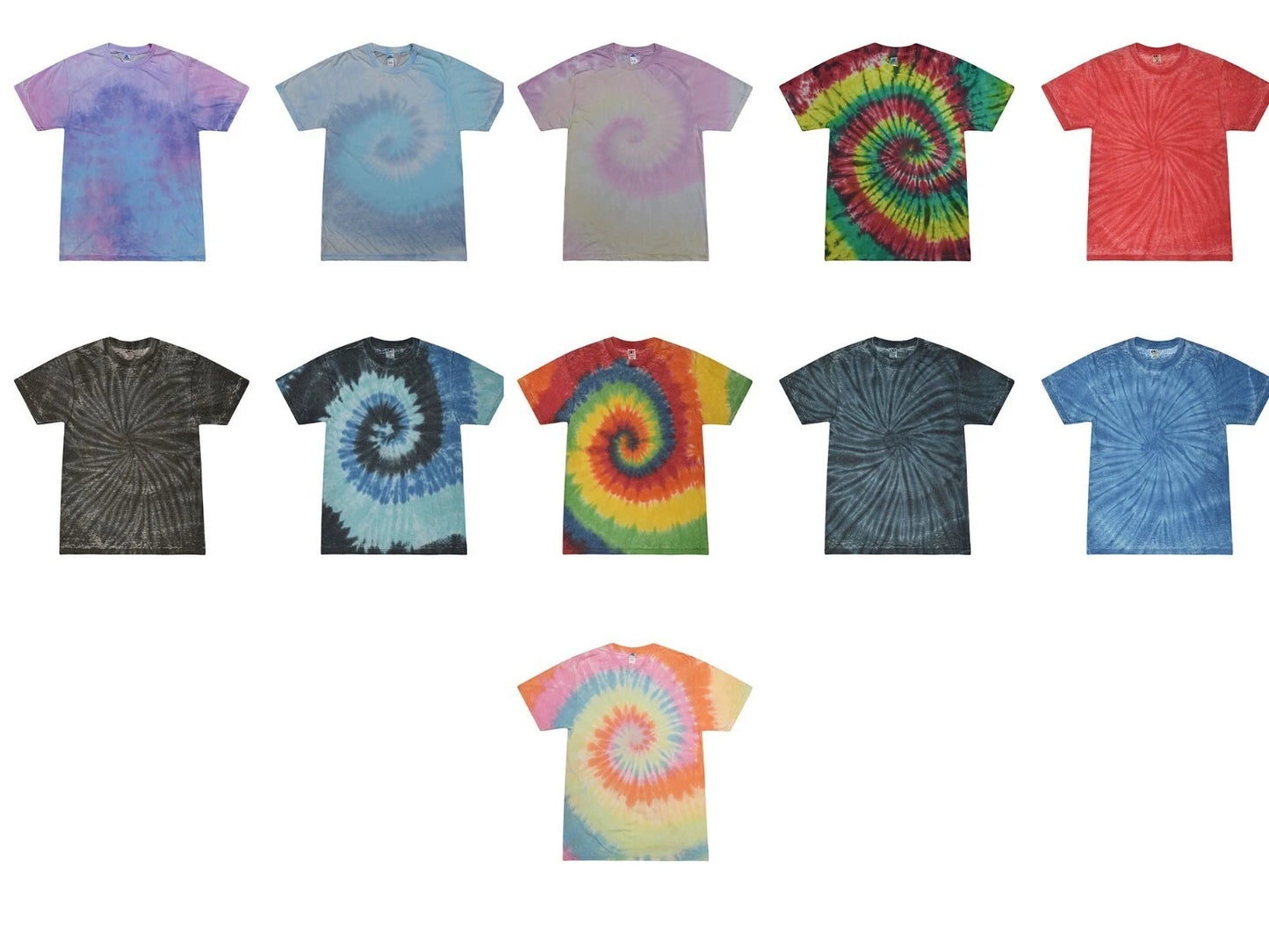 Multi-Color Acid Wash Tie Dye T-Shirts Adult Small to 3XL 50/50 Cotton/Polyester