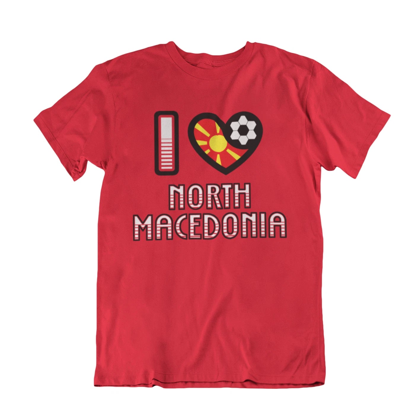 Adult or Kids I LOVE NORTH MACEDONIA Football TShirt World Cup 2026 Cotton