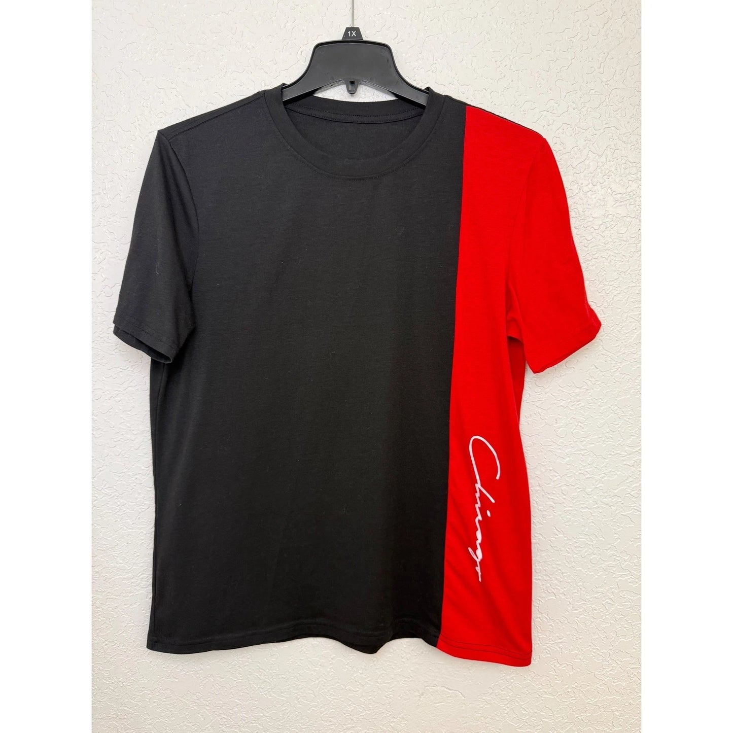 SHEIN Men Black Red Color Block Graphic T Shirt Size L