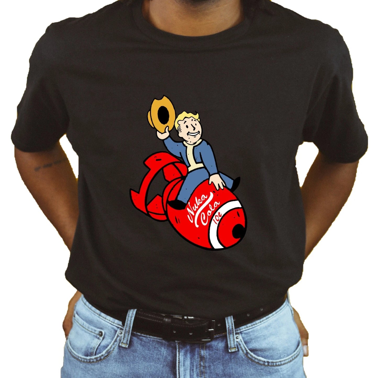 Unisex T-Shirt - Nuka Cola Cowboy - Shelter Vault Tech Rocket Gaming Drink Boy