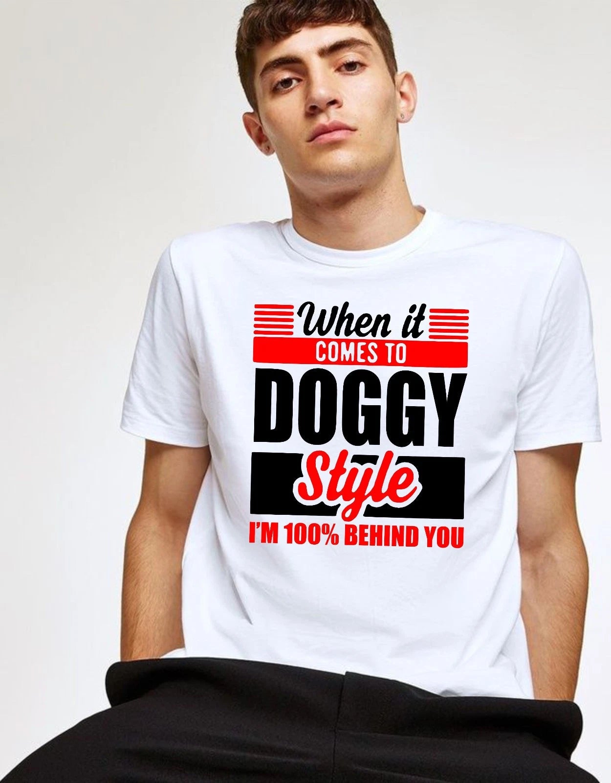 When It Comes To Doggy Style T-shirt Fuuny Stag-do Couples Joke Top Men's Tee
