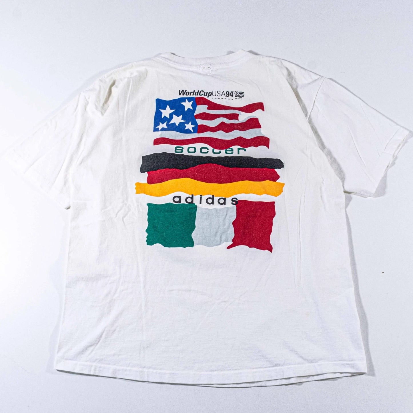 Vintage Adidas 1994 World Cup USA Germany Italy T-Shirt Large 90s Soccer Tee VTG
