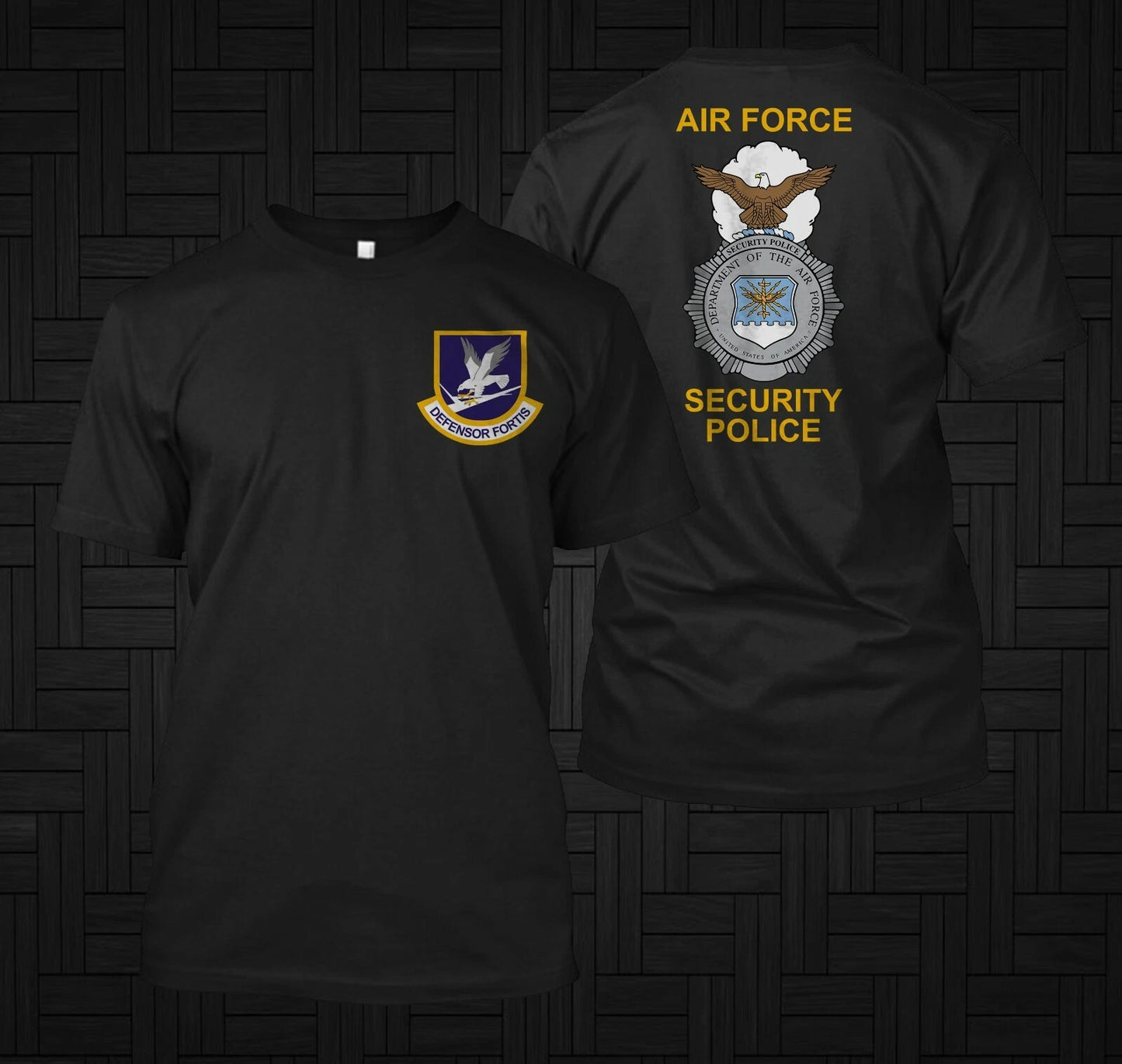 Air Force Security Police Forces Defensor Fortis - Custom front and back tee