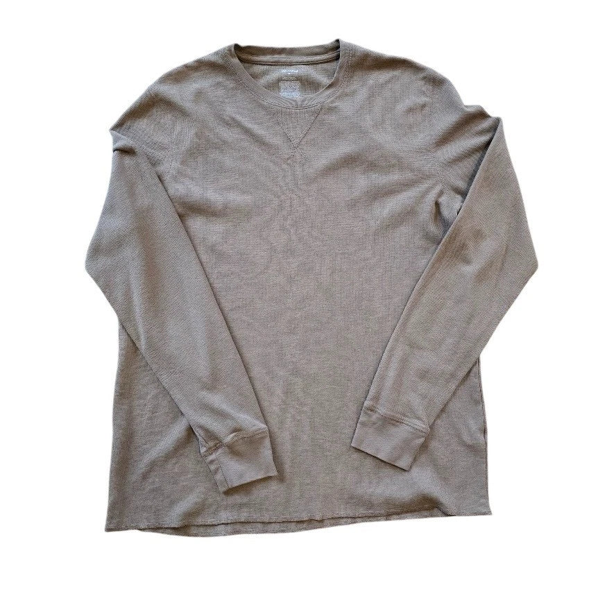 Abound Waffle Knit Thermal Shirt Mens XL Taupe Tan Gorpcore Minimalist Layering