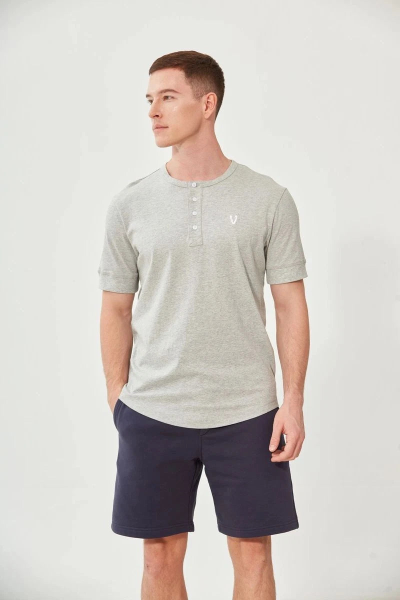 VarietyAthletics Mens Soft Cotton Elastic Sleeve Cuff Henley T-Shirt