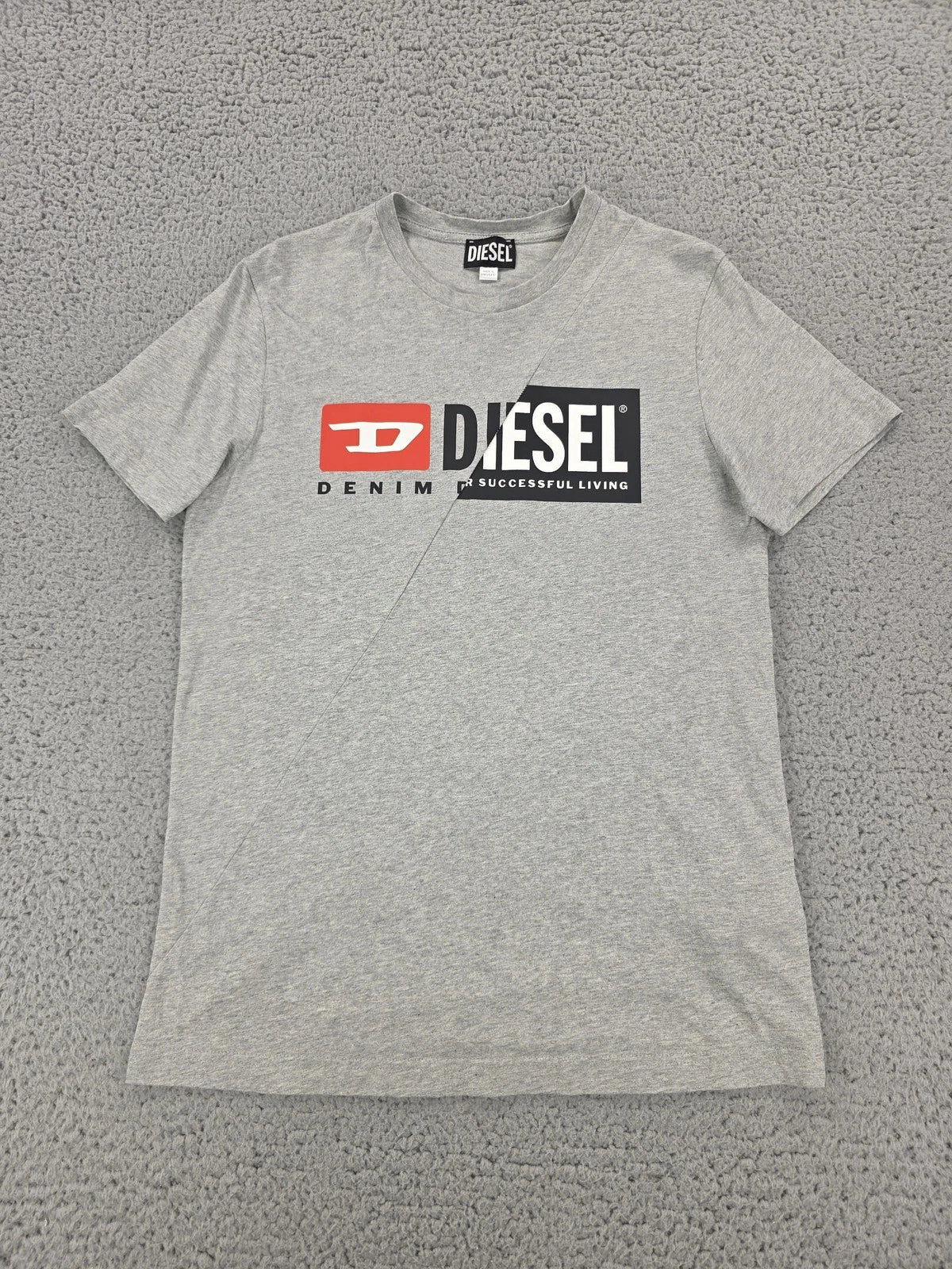 Diesel Shirt Mens Small Gray Denim For Successful Living Logo Graphic Tee