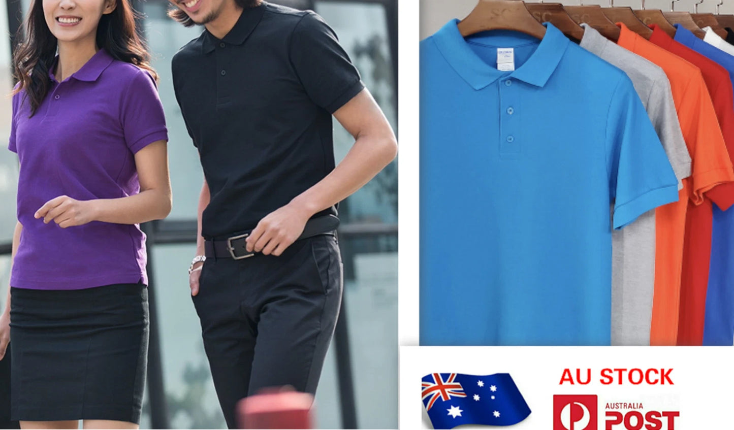 AU Seller Men's Adults 100% Cotton Plain Basic Golf Polo Lapel T-Shirt mt004
