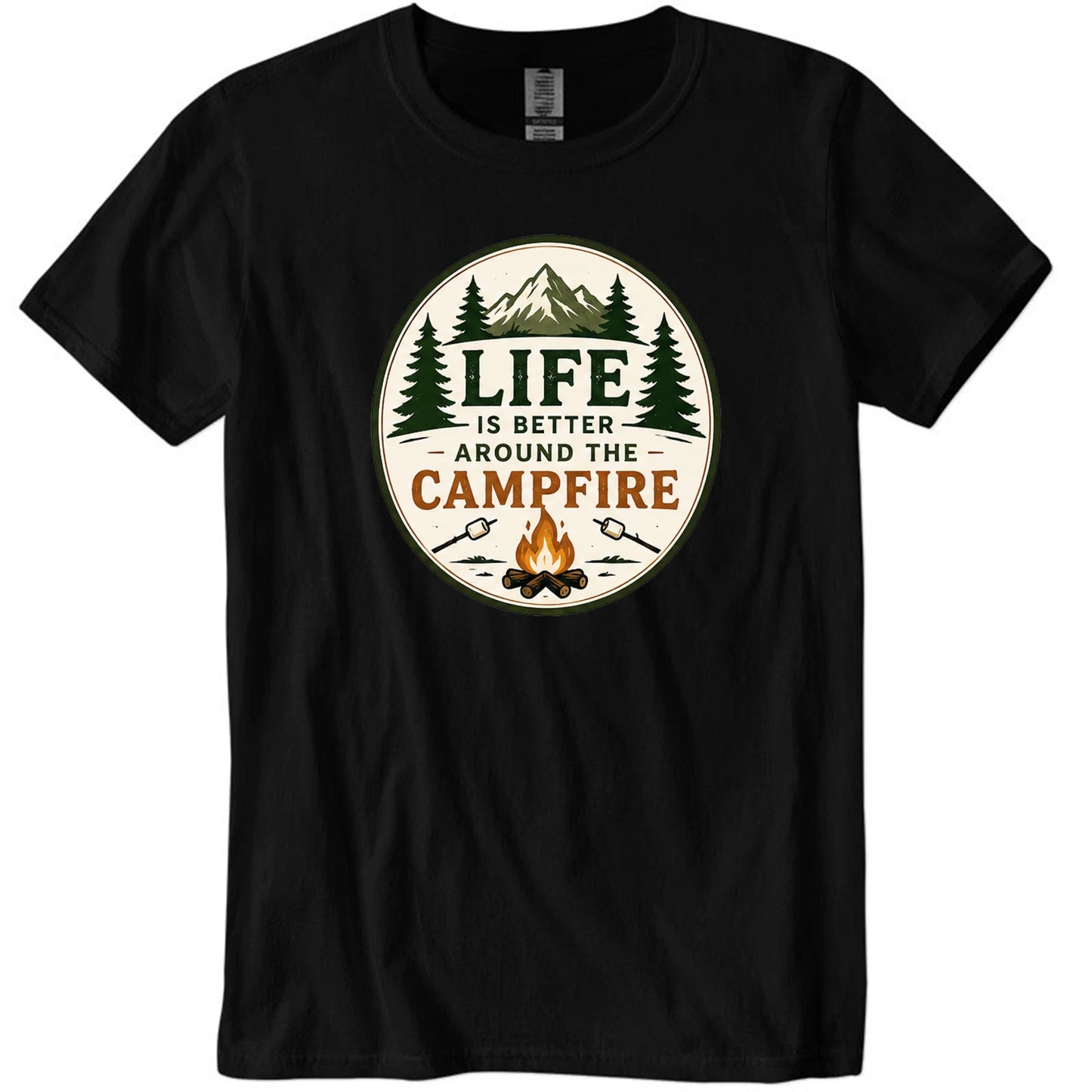 Campfire Graphic Casual T Shirt