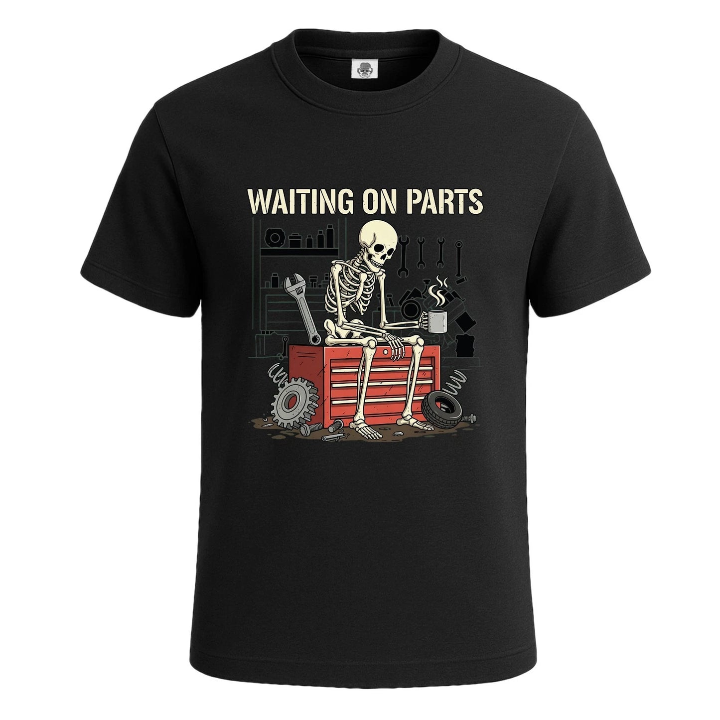 Waiting On Parts Skeleton Human Funny Animal T-Shirt For Mens Novelty Tee Top