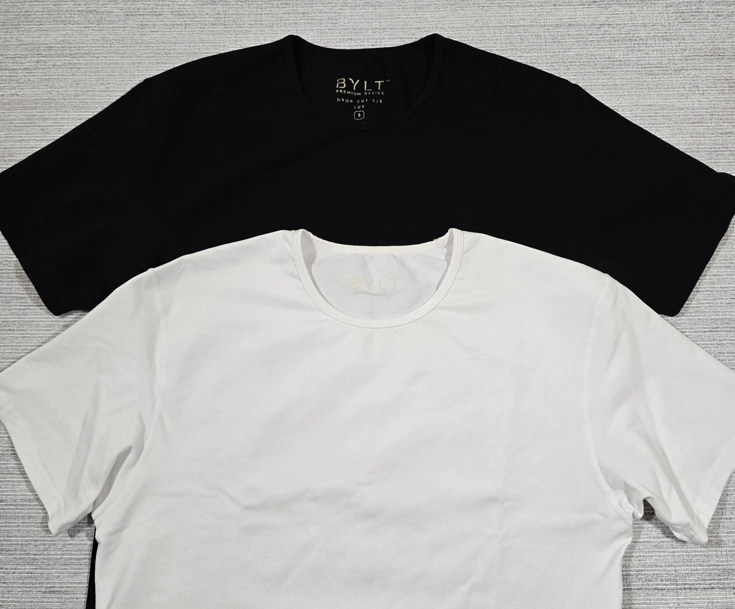 Bylt Basics Drop Cut Lux Short Sleeve Shirt Mens Small Lot Of 2 White Black